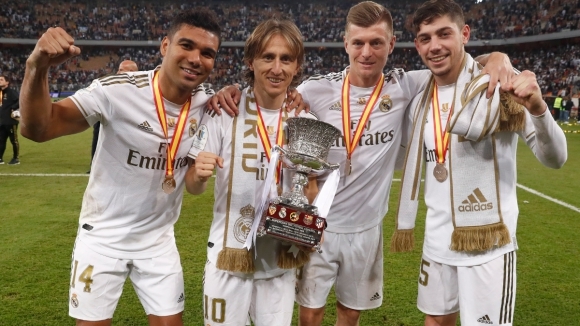 កីឡាករ Casemiro , Luka Modric , Toni Kroos និង Federico Valverde