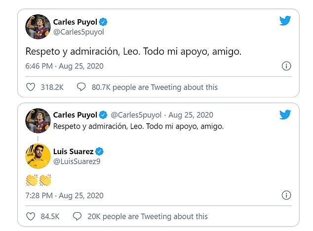 Puyol និង Suarez បង្ហោះនៅលើបណ្ដាញសង្គម Twitter&nbsp;